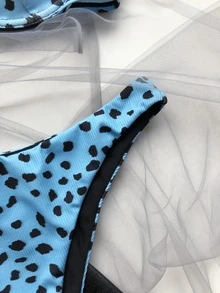 Dalmatian Rib Underwire Bikini, For Summer Beach Vacation - Blue - View 5