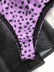 Dalmatian Rib Underwire Bikini, For Summer Beach Vacation - Purple - View 5