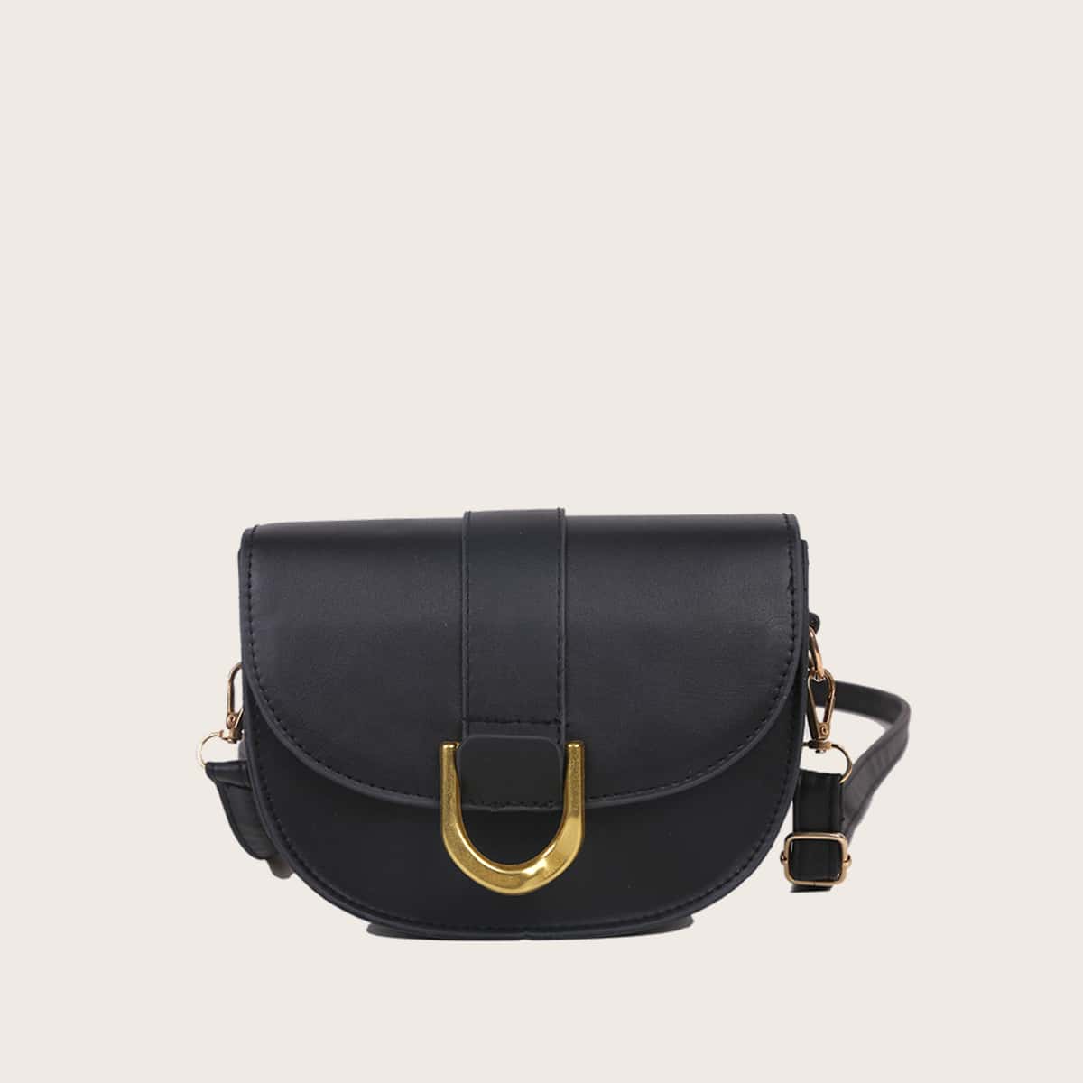 

Solid Flap Saddle Bag, Black