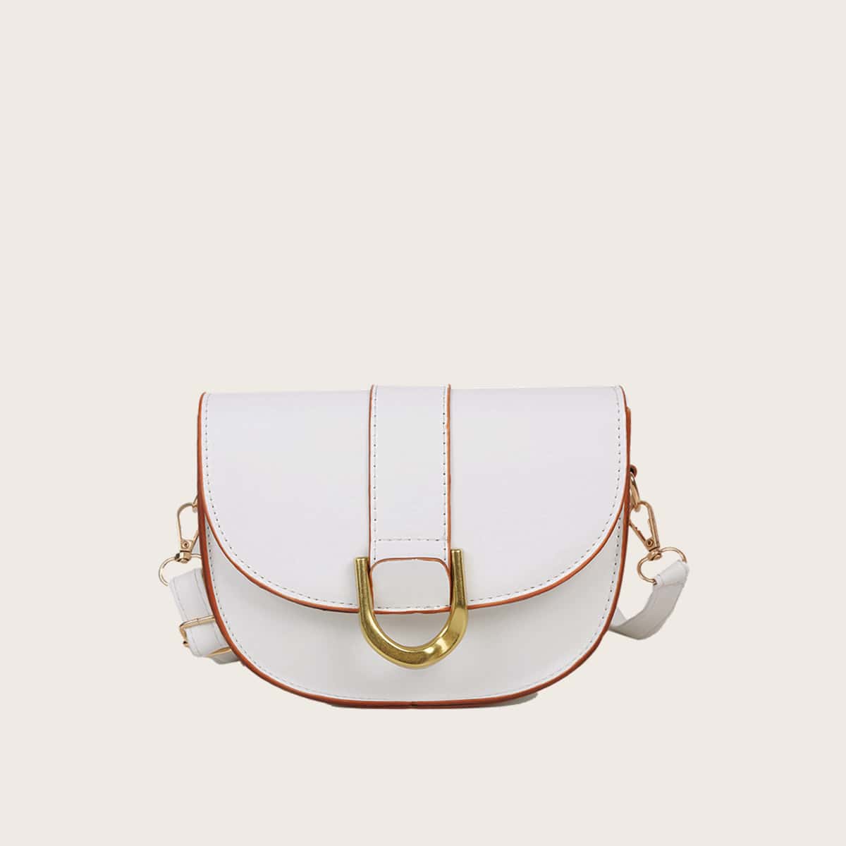 

Solid Flap Saddle Bag, White