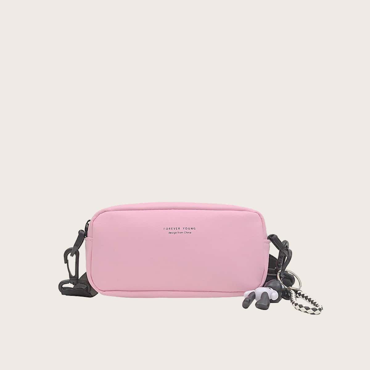 

Simple Zip Crossbody Bag, Baby pink