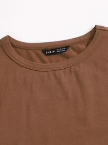 SHEIN EZwear Solid Crop Tank Top - Coffee Brown - View 5