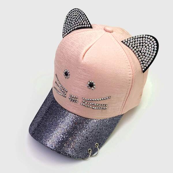 

Rhinestone Ear Decor Baseball Cap, Multicolor
