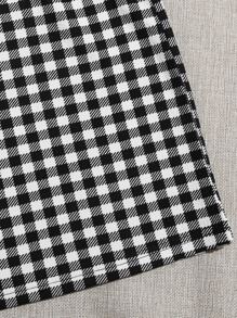 SHEIN Essnce 羅紋針織背心上衣和大方格紋半身裙套裝 - 黑與白 - 查看 4