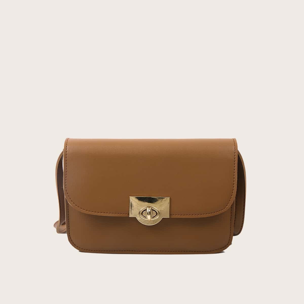 

Solid Flap Crossbody Bag, Brown