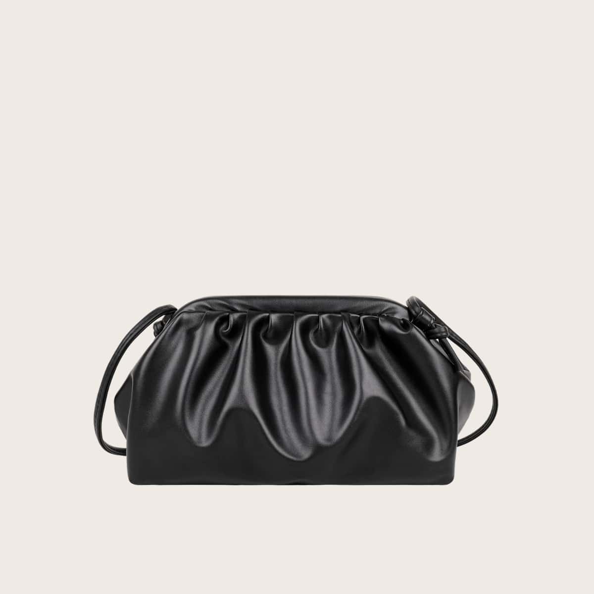 

Solid Ruched Crossbody Bag, Black