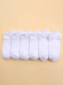 6pairs Solid Plain Socks - White - View 2