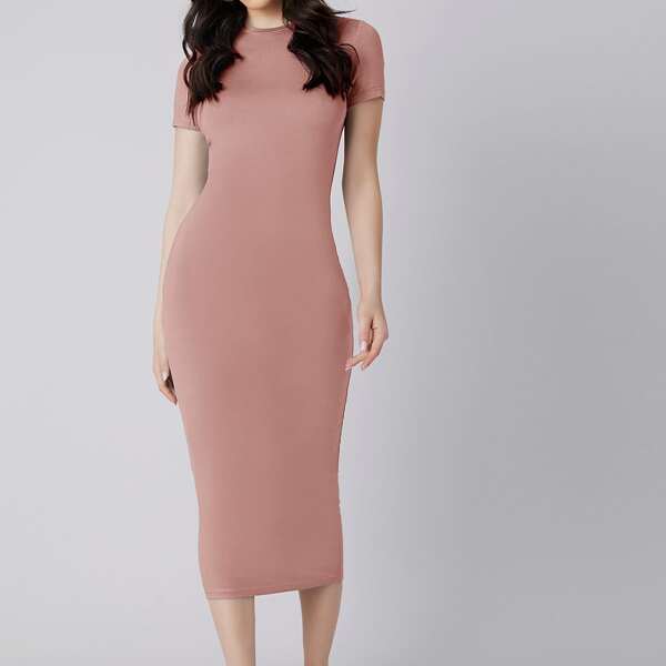 

Solid Bodycon Dress, Dusty pink