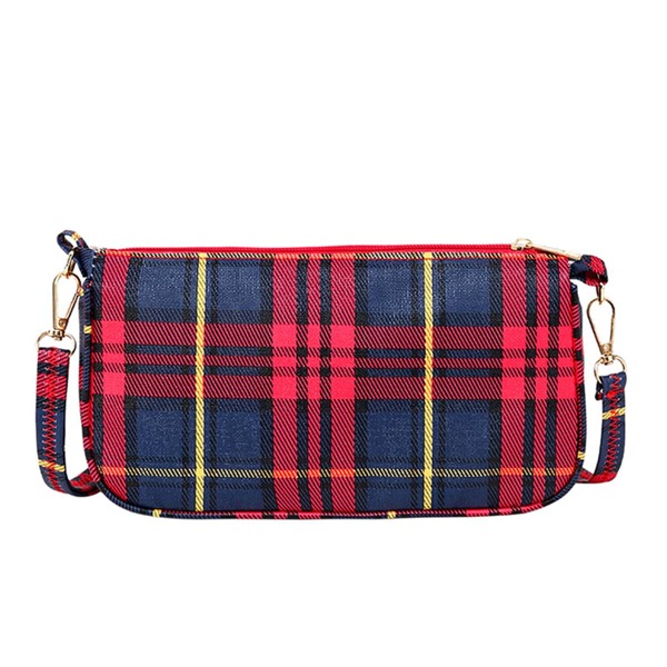 

Plaid Pattern Crossbody Bag, Red