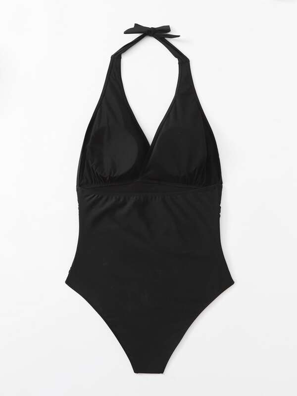 Plus Ruched Halter One Piece Swimsuit SHEIN USA