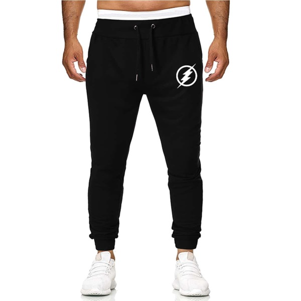 

Men Graphic Print Drawstring Sweatpants, Black