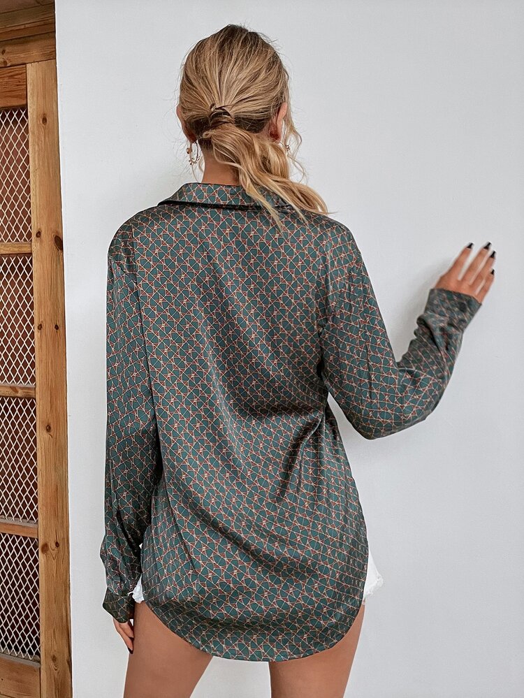 Aveloria Allover Print Button Up Shirt - Multicolor - View 2