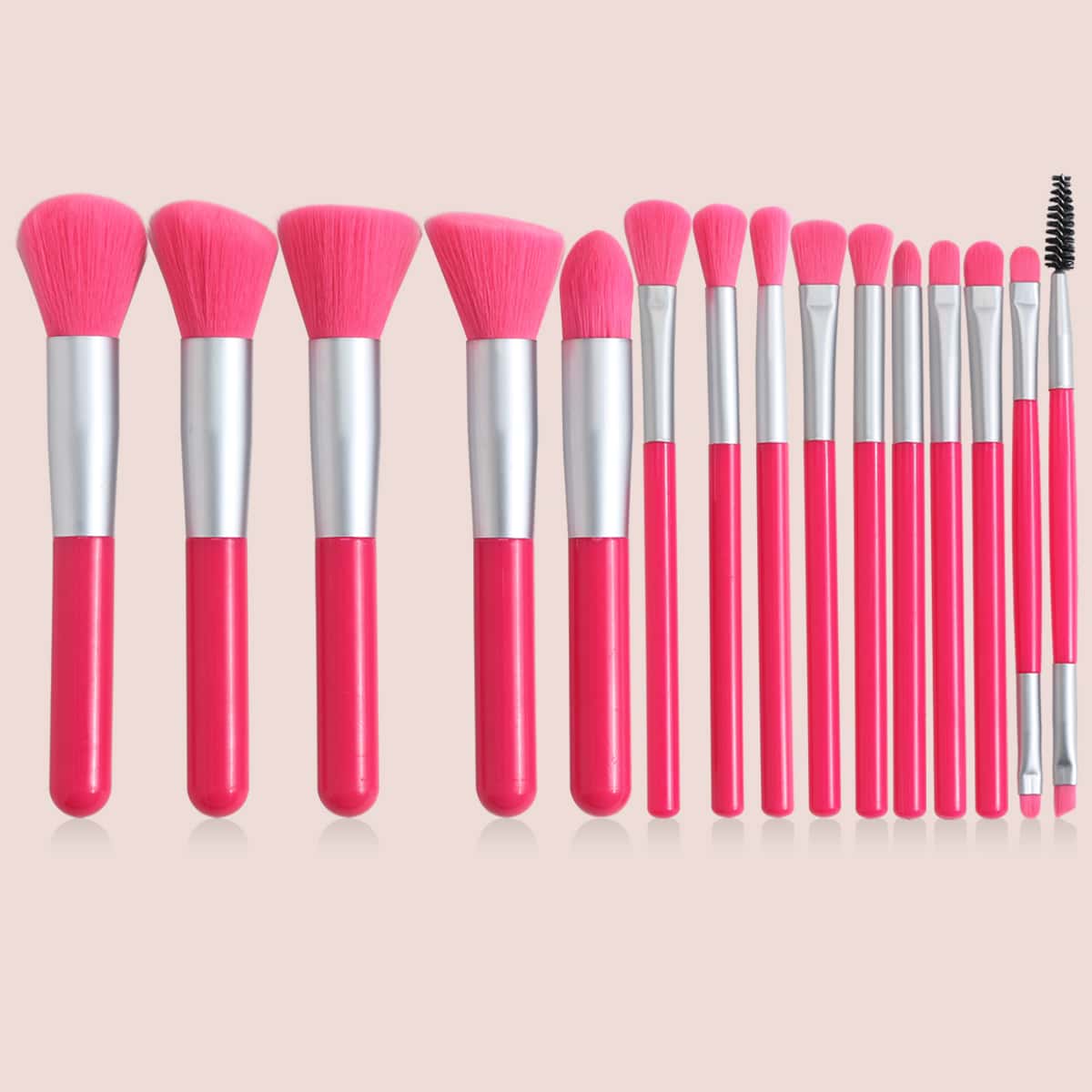 

15pcs Makeup Brush Set, Hot pink