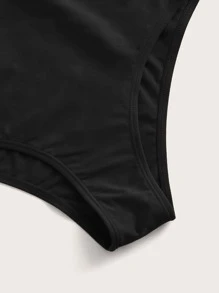 Cut-Out High Waisted Bikini Set, For Summer Beach Vacation - Black - View 3