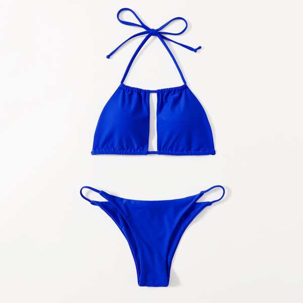 

Halter Thong Bikini Swimsuit, Royal blue