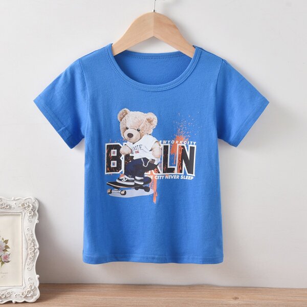 

Toddler Boys Letter & Cartoon Graphic Tee, Blue