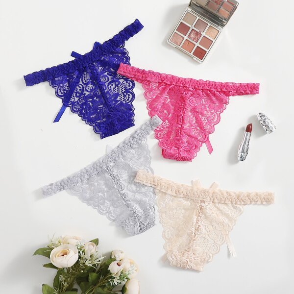 

4pack Floral Lace Thong Set, Multicolor