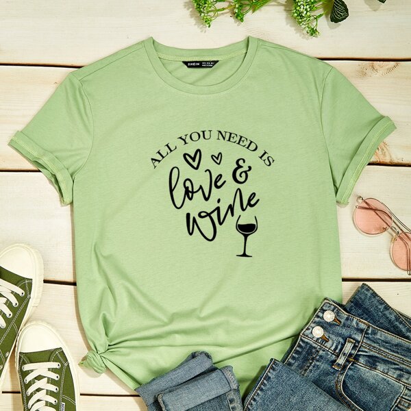 

Slogan Graphic Short Sleeve Tee, Green