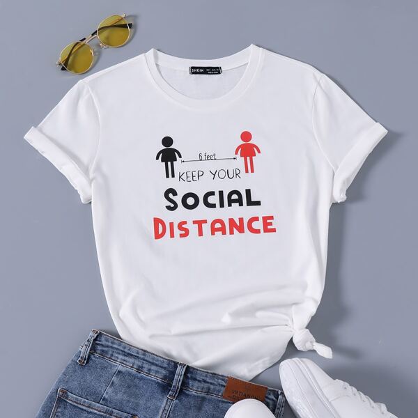 

Letter & Cartoon Graphic Tee, White