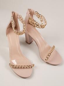 SHUZIA Dép xăng đan màu trơn Dây đeo mắt cá chân Thanh lịch - Màu be - Xem 4