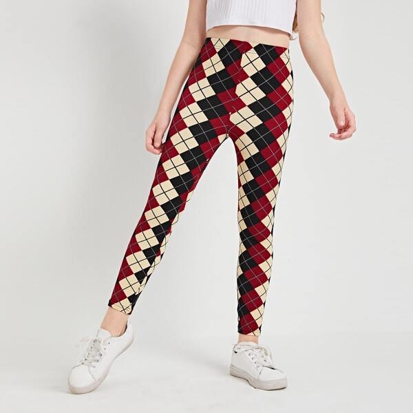 

Girls Argyle Print Leggings, Multicolor