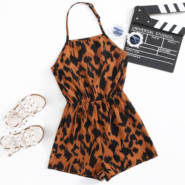 

All Over Print Halter Romper, Multicolor