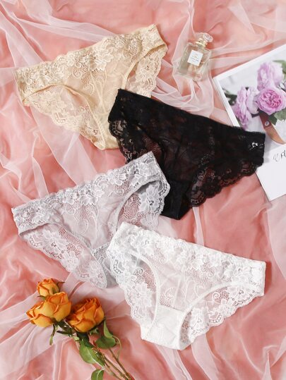 4pack Floral Lace Panty Set