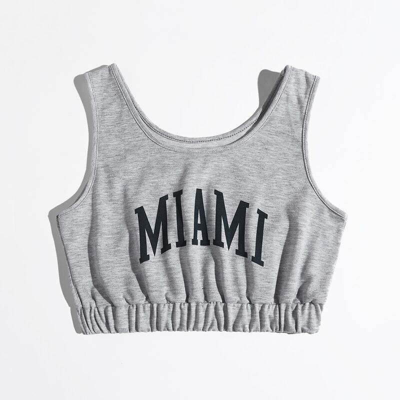 

Letter Crop Tank Top, Grey