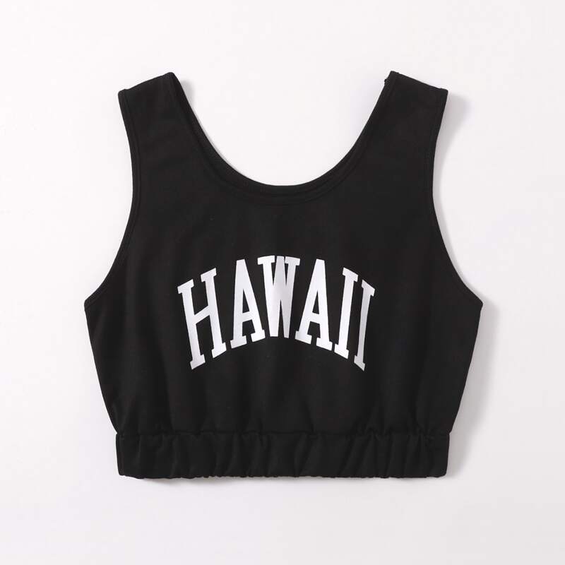 

Letter Crop Tank Top, Black