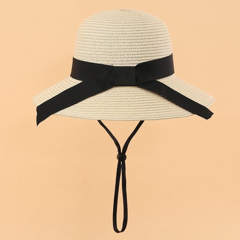 

Bow Decor Straw Hat, Beige