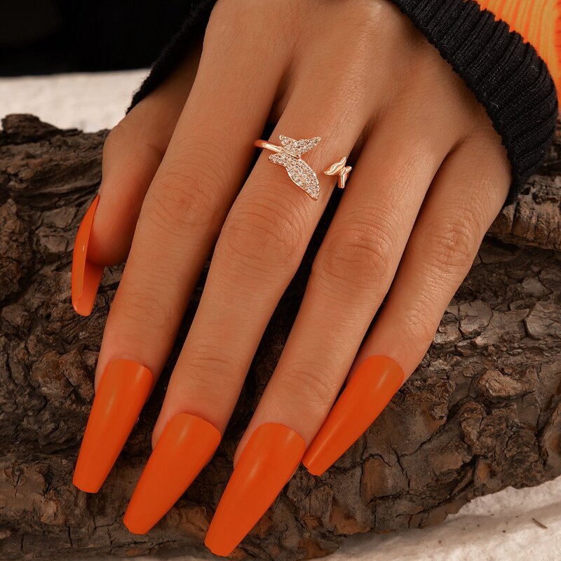 

Rhinestone Butterfly Cuff Ring, Rose gold