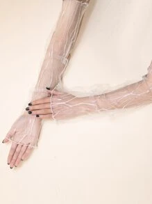 Guantes largos de malla - Blanco - Ver 2