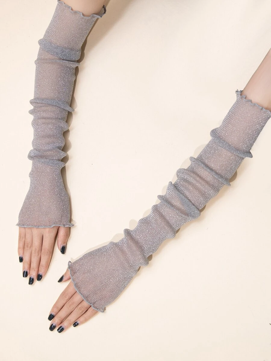 1pair Ladies' Shimmering Party Long Gloves, Glistening Decorative Arm Wear For Formal Occasions