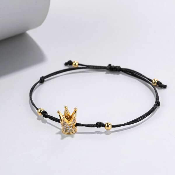 

Men Crown Decor Bracelet, Multicolor