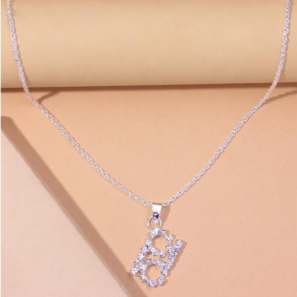 

Rhinestone Charm Necklace, Silver