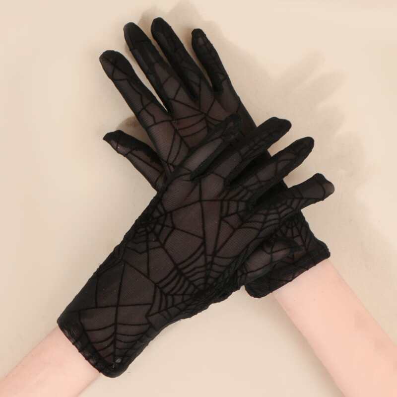 

Spider Web Pattern Gloves, Black