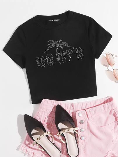 Muchica Rhinestone Spider Tee