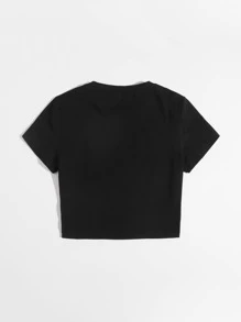 Muchica Camiseta de araña de diamante de imitación - Negro - Ver 2