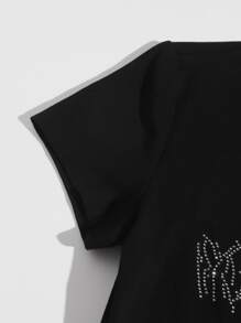 Muchica Camiseta de araña de diamante de imitación - Negro - Ver 4