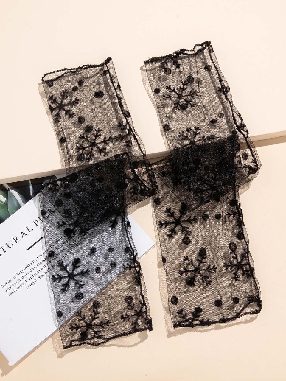 1pair Women's Snowflake Pattern Breathable Decorative Long Gloves For Wedding,Travel,Festival,Party,Camping