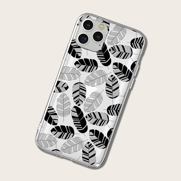 

Leaf Print Clear Phone Case, Multicolor