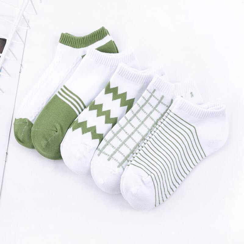 

5pairs Striped Ankle Socks, Multicolor