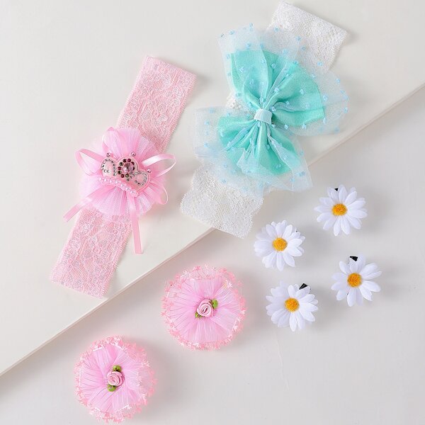 

8pcs Girls Flower Decor Hair Accessory, Multicolor