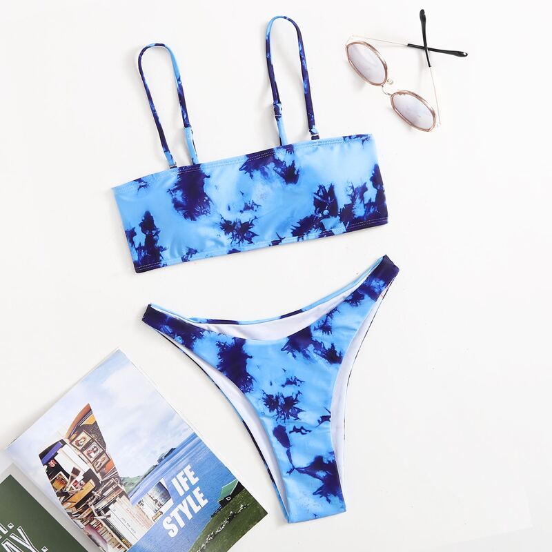 

Tie Dye Cami Bikini Swimsuit, Blue