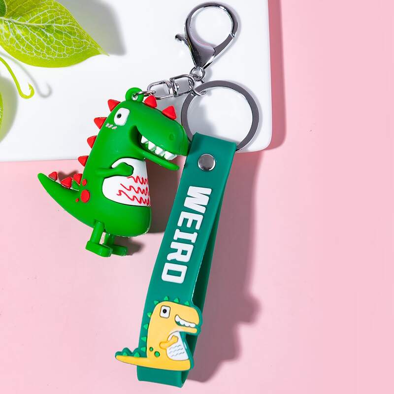 

Cartoon Dinosaur Keychain, Green