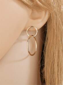 圓耳墜 - 金黃色 - 查看 2