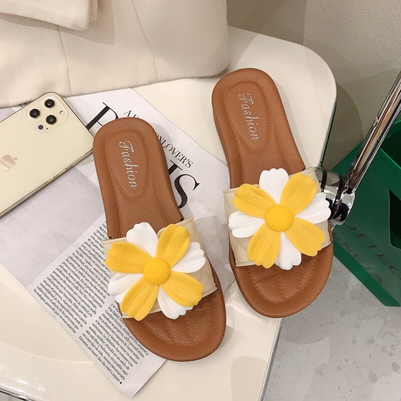 

Floral Quilted Band Slides, Yellow