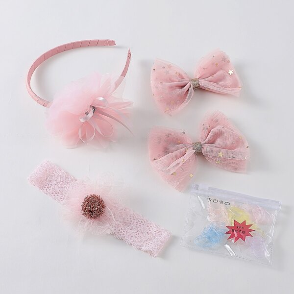 

5pcs Girls Bow Knot Decor Hair Accessory, Multicolor