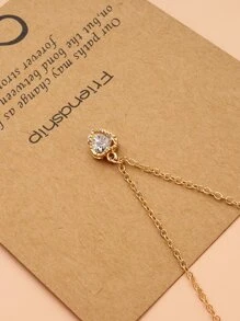 Cubic Zirconia Pendant Necklace - Yellow Gold - View 4