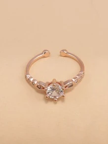 水鑽裝飾開口戒指 - 金黃色 - 查看 3